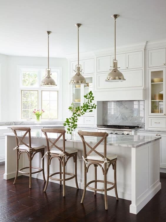 Wood Cross Back Bar Stools with Tie-On Seat Cushions