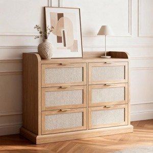 Woven Front Dresser with Plinth Base and Light Oak Finish