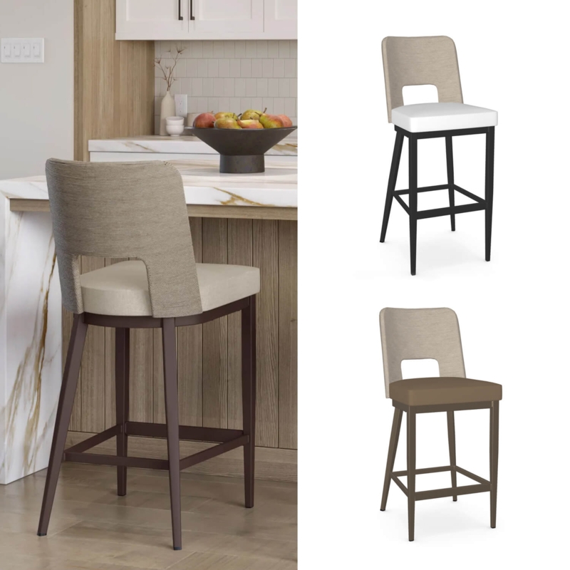 Woven Seagrass Transitional Bar Stool Slim Metal Frame