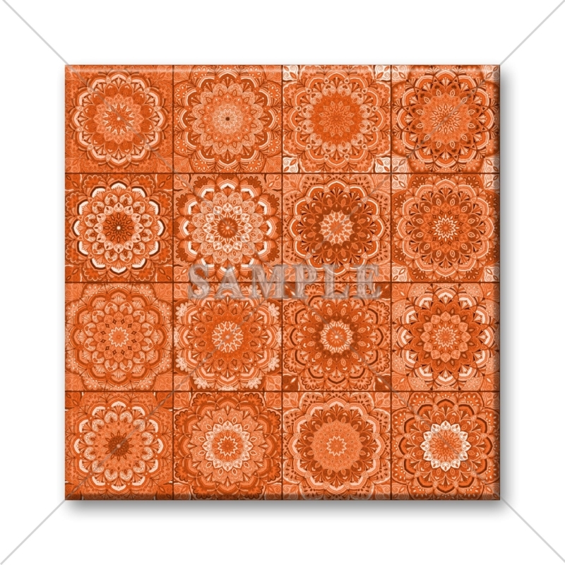 Accent Tile Ceramic Mandala Pattern Square Moroccan Terracotta