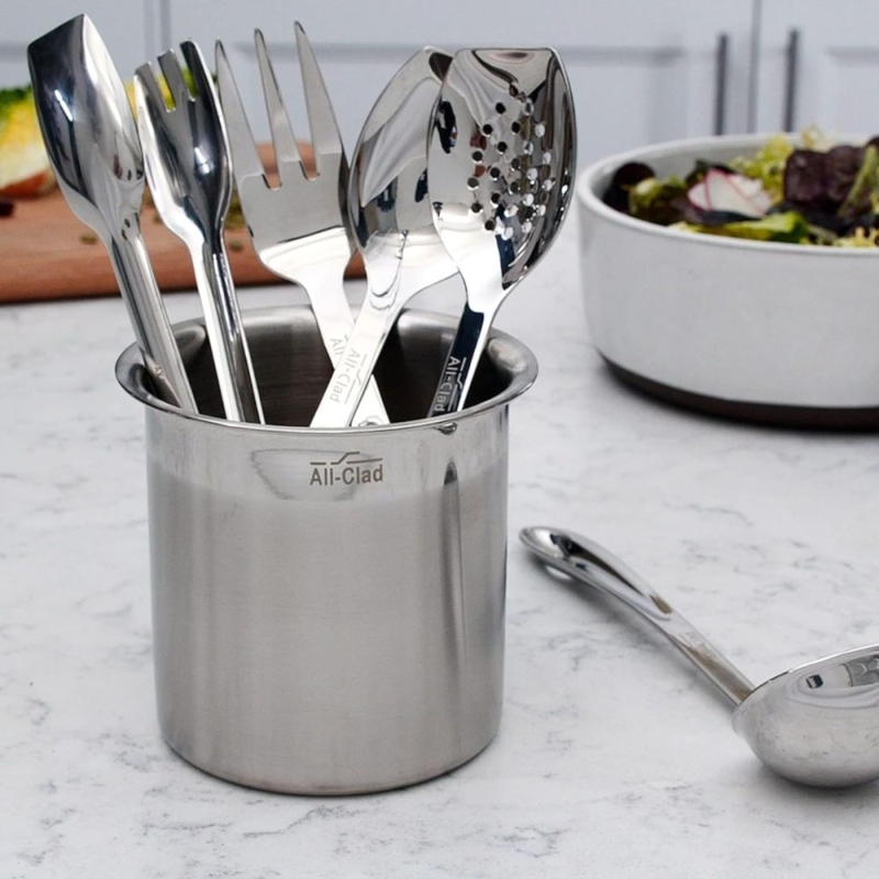 All-Clad Serving Utensil Set, Polished with Crock
