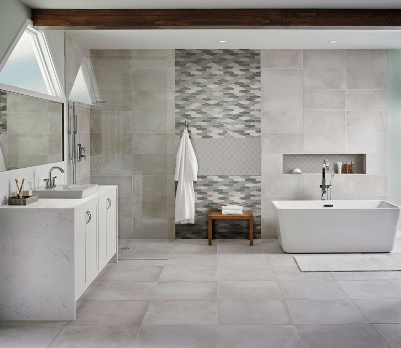 Arabesque Niche Feature Wall Picket Tile Stripe Bathroom