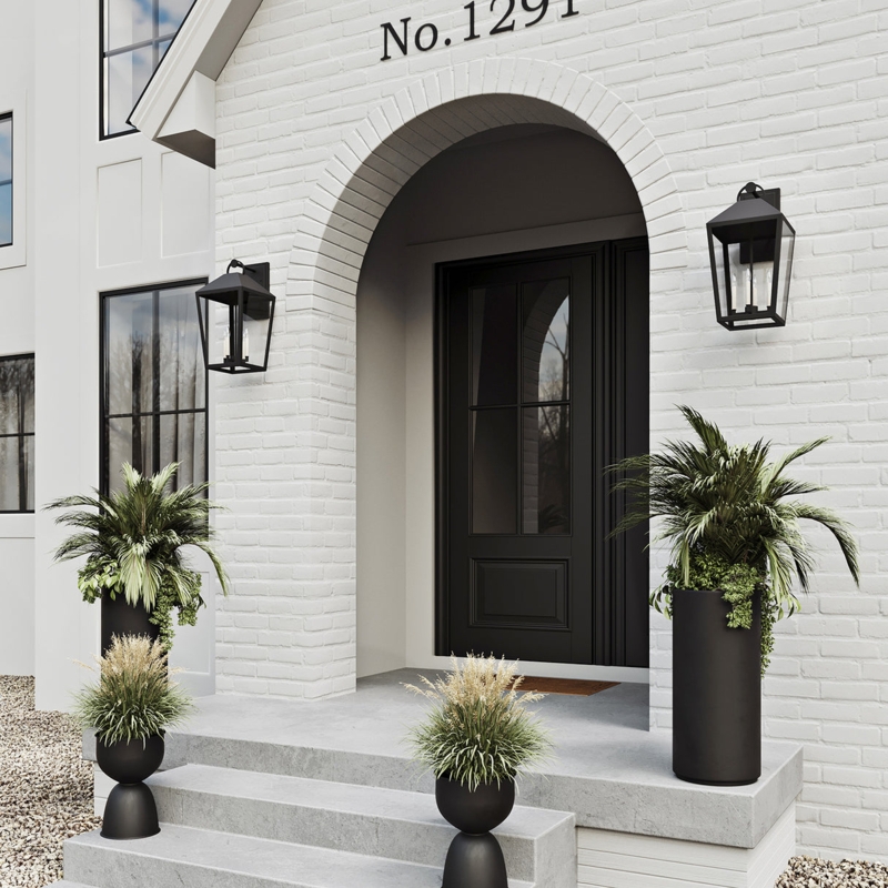Arched Top Outdoor Wall Lantern, Oversized Modern Farmhouse