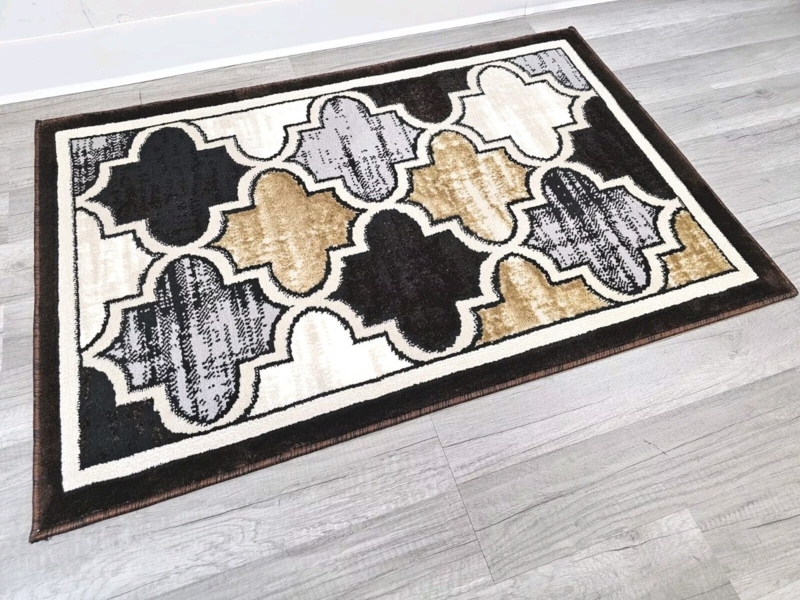 Area Rug Contemporary Quatrefoil Entryway Bordered Design Low Pile