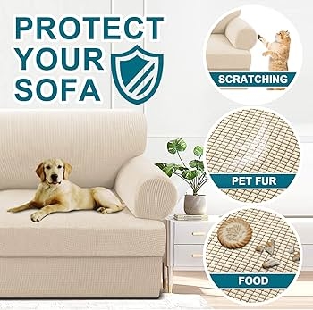 Armchair Slipcover Waffle Weave Biscotti Beige Pet Friendly Stretch Fit