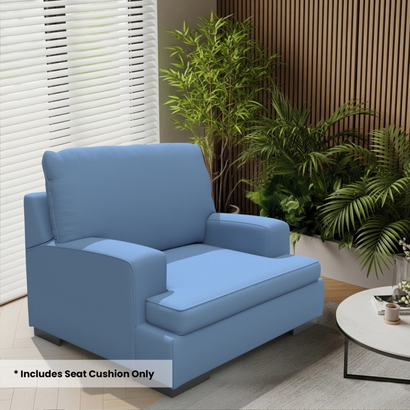 Armchair T-Cushion Sky Blue Upholstery for Modern Blue Armchair Styling