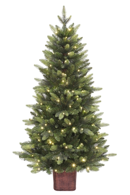 Artificial Christmas Tree, Pre-Lit Fraser Fir Style in Basket Base