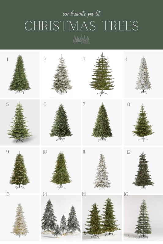 Artificial Christmas Trees Pre-Lit Varied Silhouettes Flocked