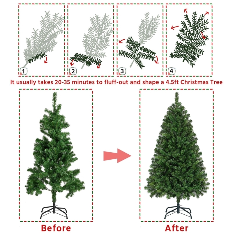 Artificial Hinged Christmas Tree Full Silhouette Foldable Stand