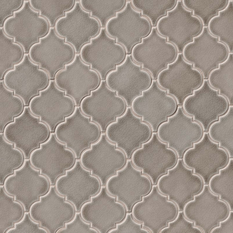 Backsplash Tile Crackle Glaze Dove Gray Arabesque Lantern