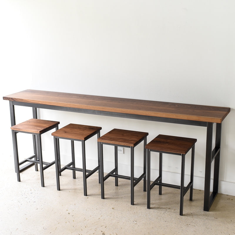 Bar Set Narrow Profile Backless Stools Industrial Narrow Bar Table Set