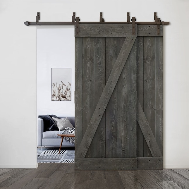 Barn Door Carbon Gray Z-Brace Panel Bypass Track Matte Finish Industrial
