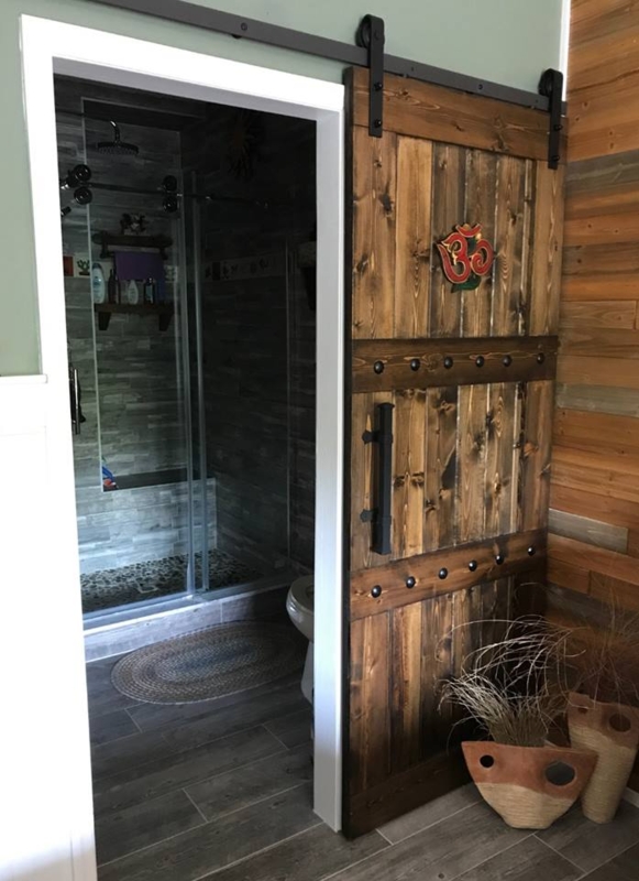 Barn Door Decorative Metal Studs Wood Plank Industrial Design