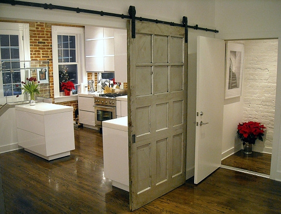 Barn Door Multi-Pane Distressed Grey Industrial Loft Style