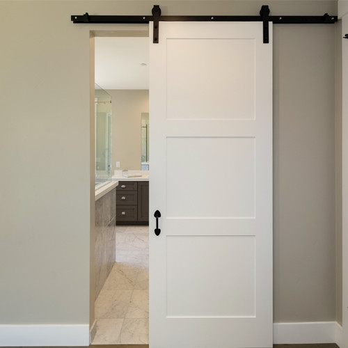 Barn Door White Recessed Three Panel Modern Farmhouse Style
