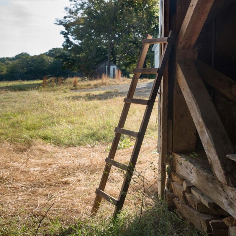 Barn Style Decorative Ladder Weathered Wood Flat Rungs Farmhouse Accent