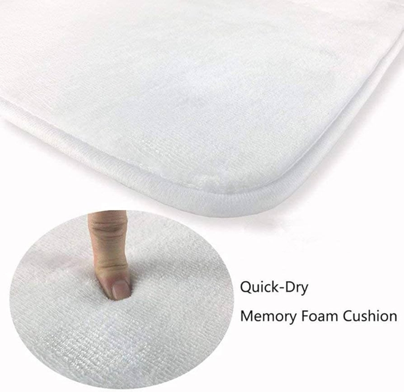 Bath Mat White Memory Foam Cushioned Quick Dry Microfiber