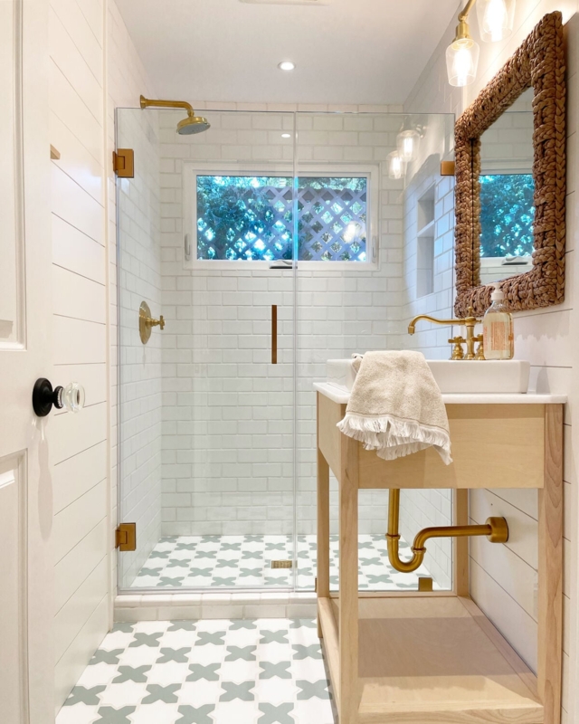 Bathroom Design Coastal Star And Cross Tile Brushed Gold