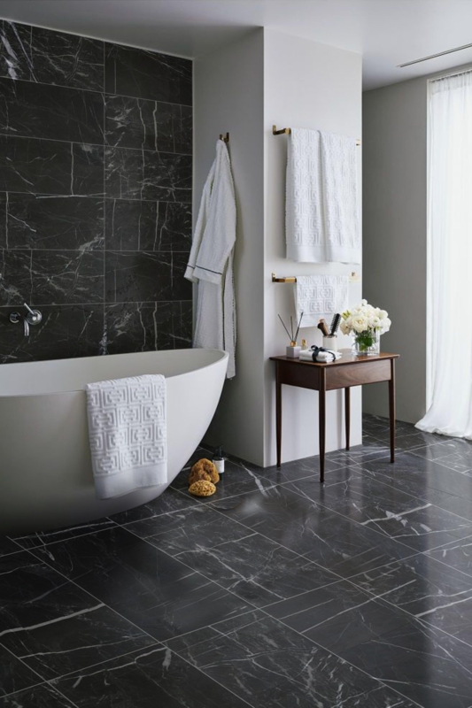 Bathroom Tile Leathered Stone Finish Veined Marble Flooring