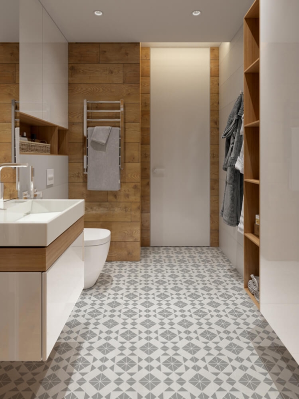 Bathroom Tile Minimalist Geometric Mosaic Wood Wall Paneling