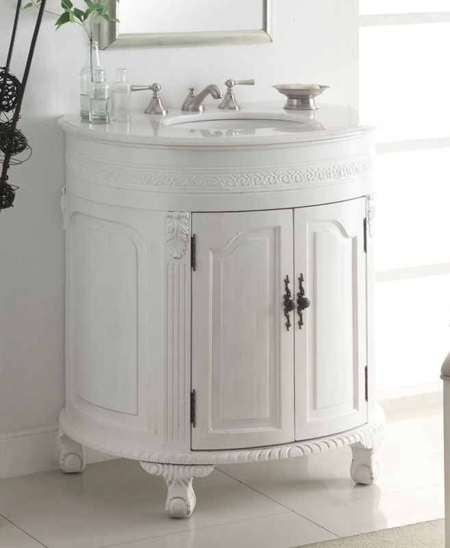 Bathroom Vanity Antique White French Country with Curved Front Design