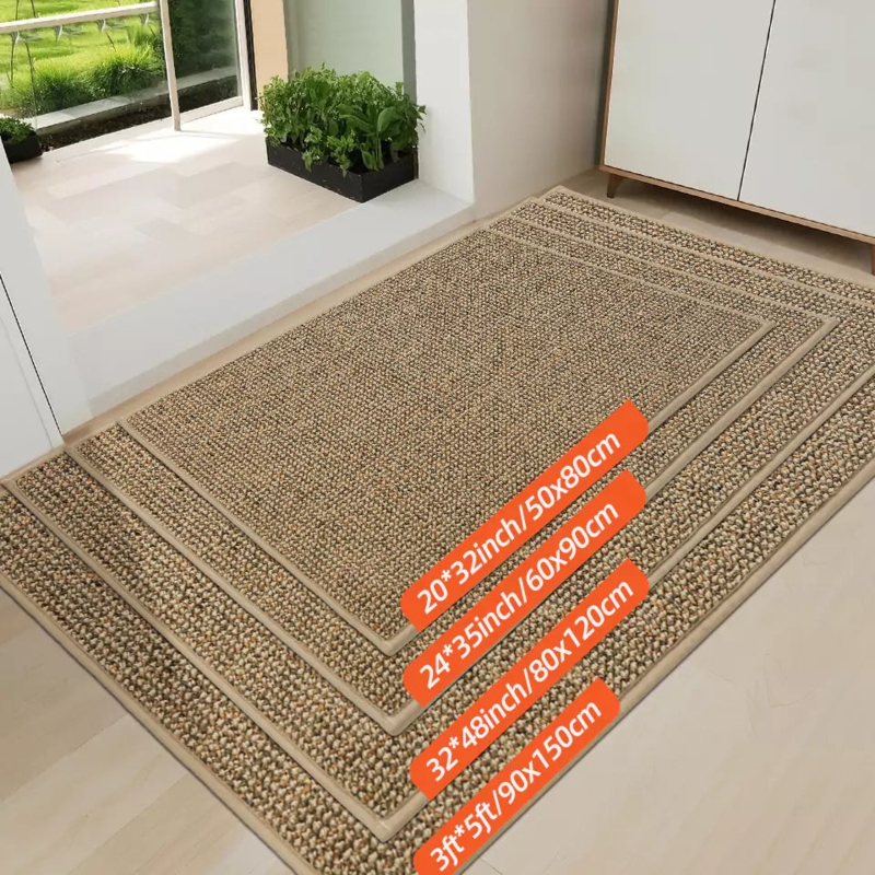 Beige Doormat Ribbed Woven Texture Nested Design Sizing Guide Graphic