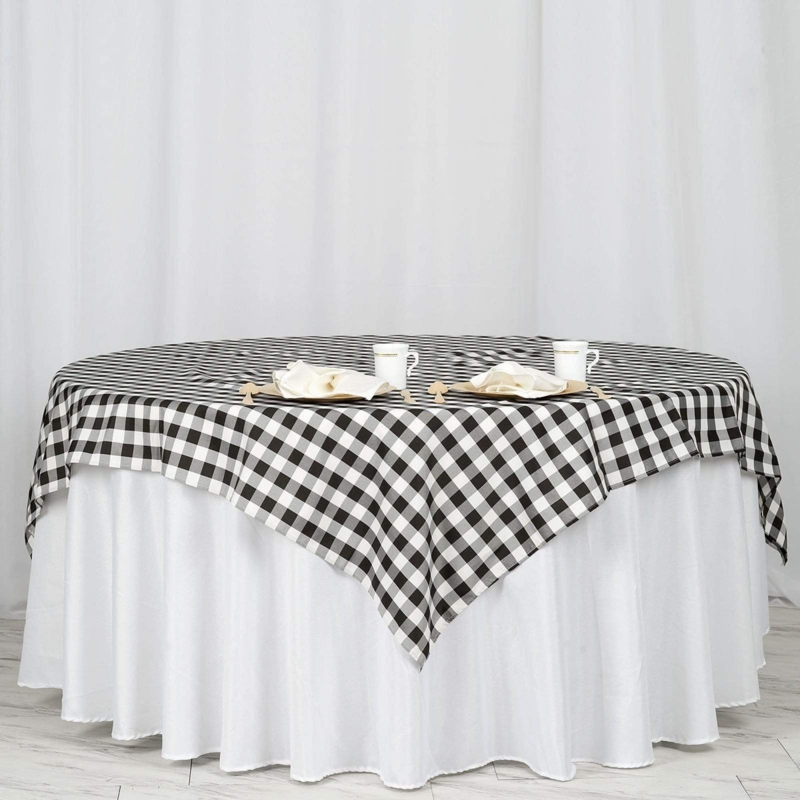 Black And White Gingham Check Square Tablecloth Modern Farmhouse