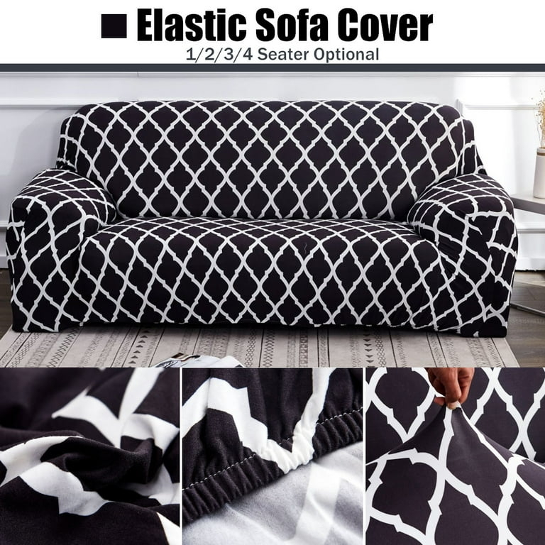 Black and White Trellis Sofa Slipcover Geometric