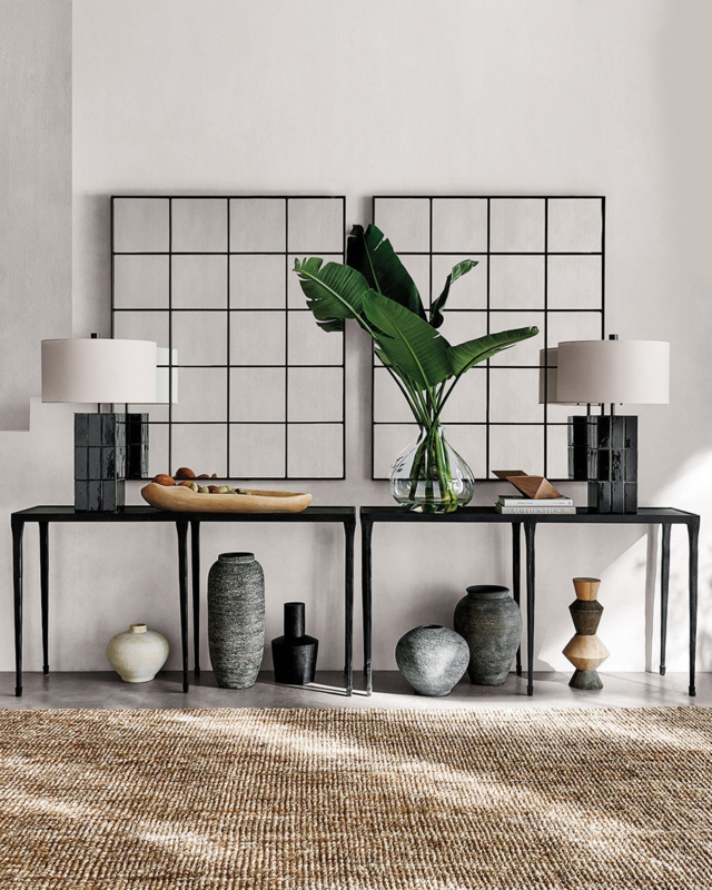 Black Iron Console Table Slim Metal Frame Pair Of Minimalist Tables