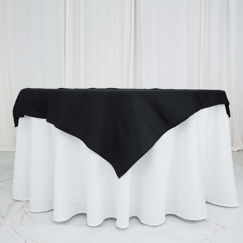 Black Square Table Overlay 54x54 Cotton-Like, Matte Finish
