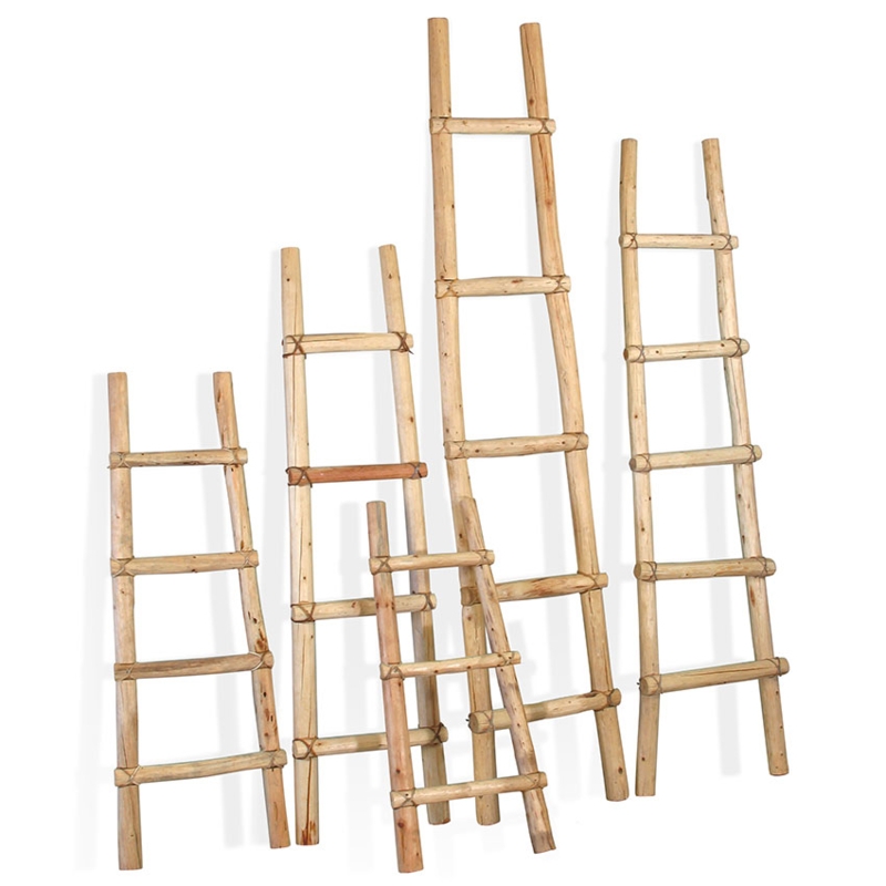 Blanket Ladder Kiva Style Southwestern Tied Joints Log Construction Tan