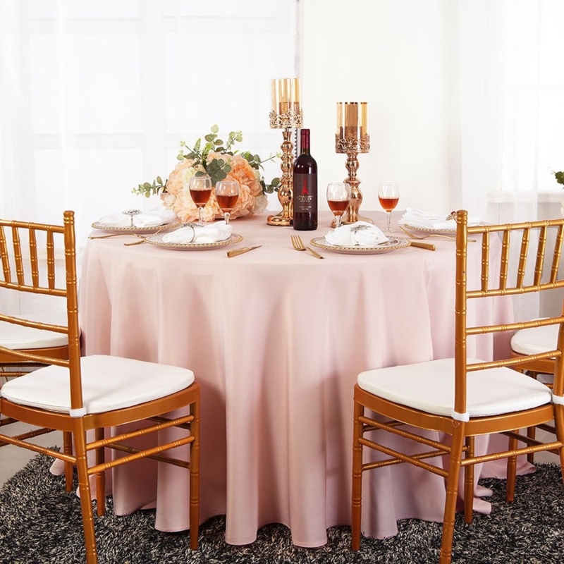 Blush Pink Round Tablecloth, Floor Length for Elegant Gold Tablescapes