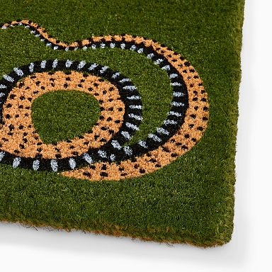 Bold Serpent Motif Doormat With Green Coir And Coarse Texture
