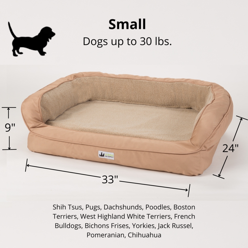 Bolstered Dog Bed Tan Step-In Design Fleece Lining