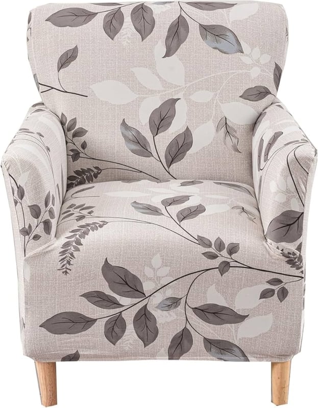 Botanical Print Armchair Slipcover Mid Century Modern Stretch Fit