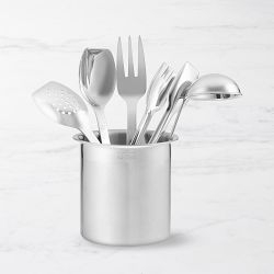 Brushed All-Clad Cooking Utensil Set, Cylindrical Crock
