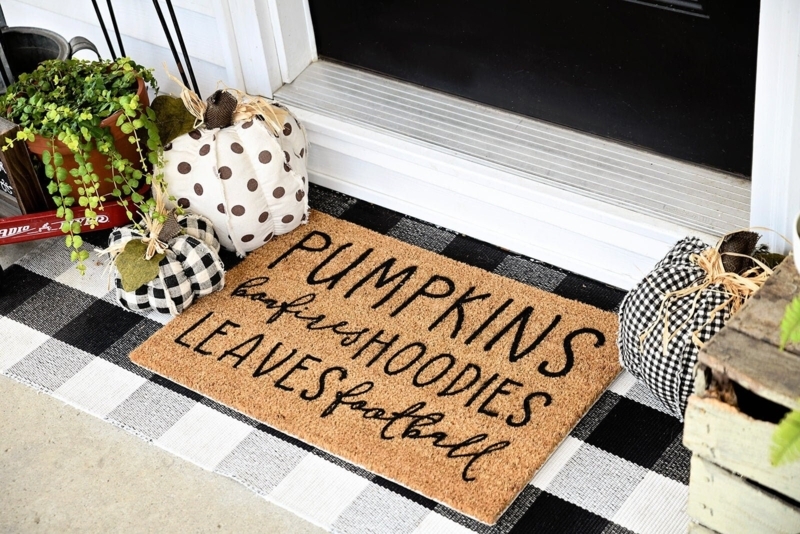 Buffalo Check Fall Layering Doormat, Coir with Seasonal Typography