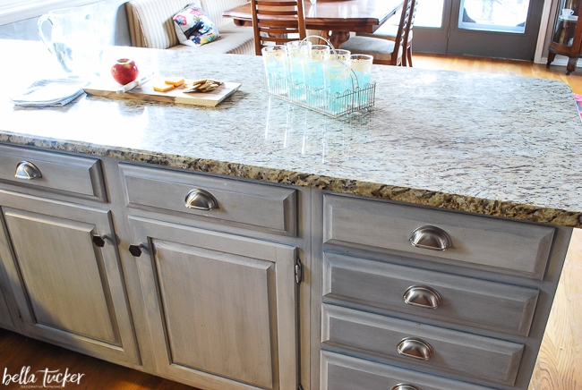 Cabinet Hardware Mixed Styles Hexagon Knobs Bin Pulls Gray Wash