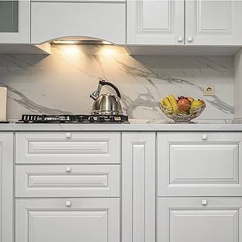 Cabinet Knob Square Brushed Silver for White Shaker Kitchen