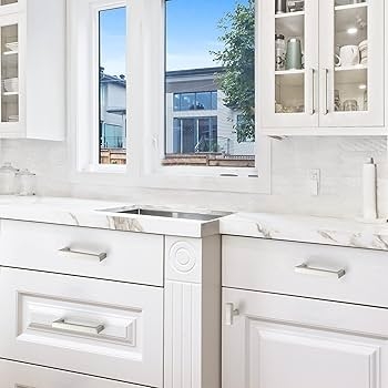 Cabinet Pulls Square Bar Brushed Nickel Modern Kitchen
