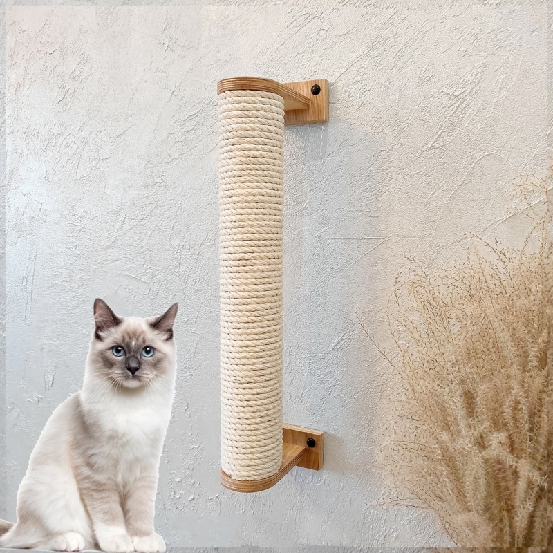 Cat Scratcher Vertical Rope Wrapped Pole Wall Mounted Design
