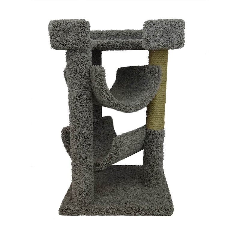Cat Tower With Curved Cradles & Sisal Post, Compact Design