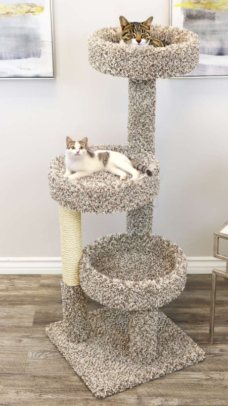 Cat Tower With Speckled Carpet & Sisal Post, Neutral Tone