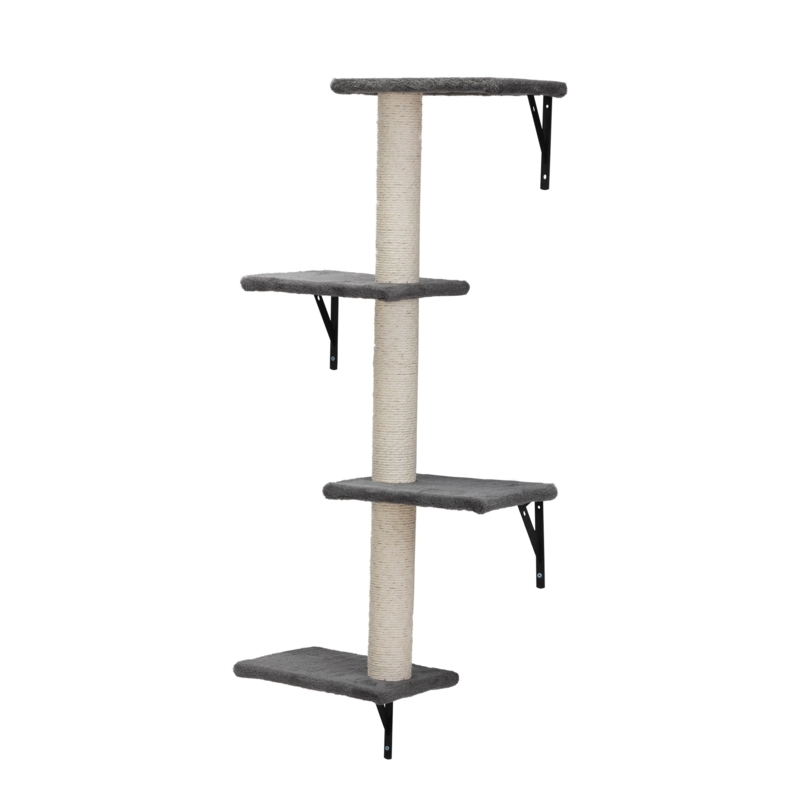 Cat Tree 4-Tier Wall Mount Charcoal Grey Sisal Post (54 chars)