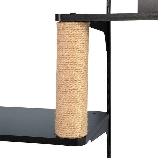 Cat Tree Adjustable Wall Rail Matte Black Sisal Post (58 chars)
