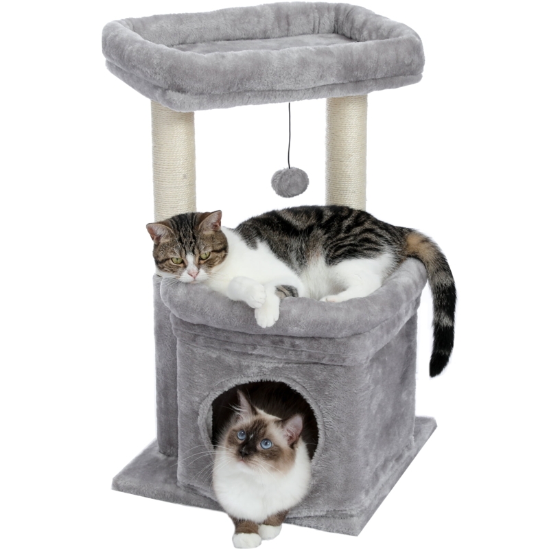 Cat Tree Condo, Bolstered Top Perch, Sisal Posts, Plush Fabric