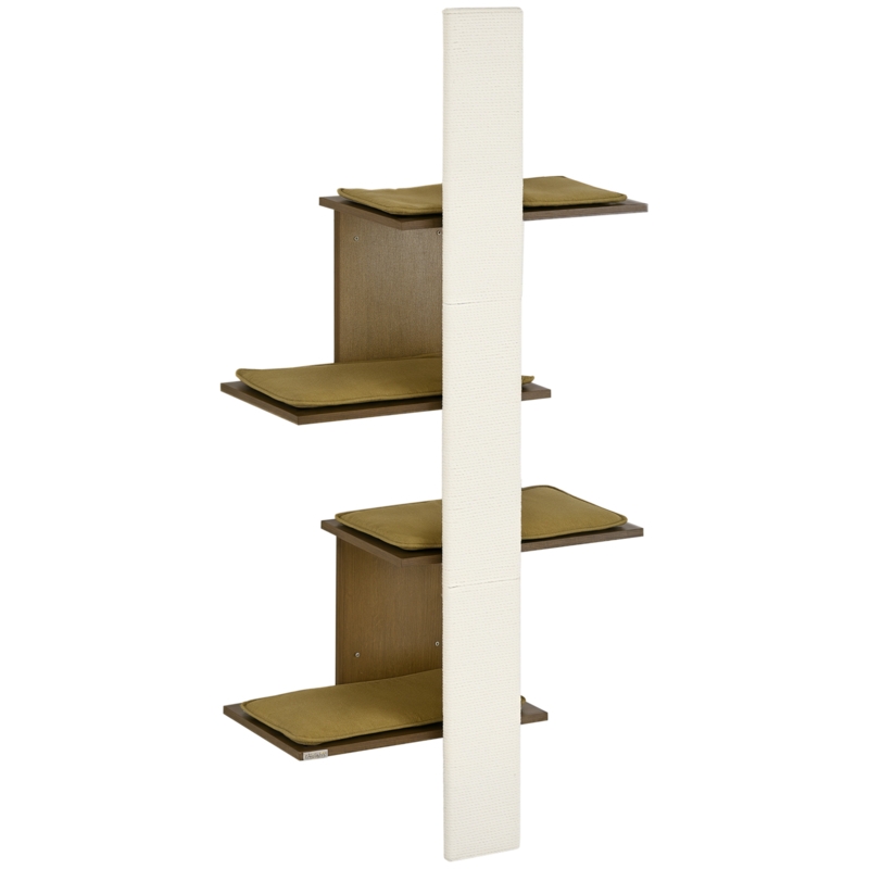 Cat Tree Earthy Tone Wall Furniture Olive Green Cushions Board