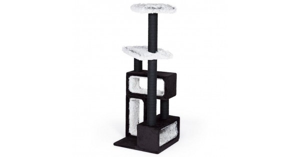 Cat Tree Geometric Cubbies Plush Shag Platforms Monochromatic