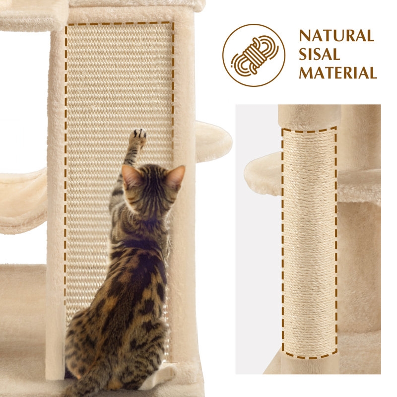 Cat Tree Natural Sisal Material Vertical Scratching Ramp Beige
