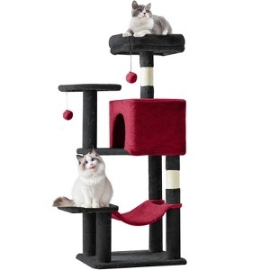 Cat Tree Red And Black Palette Integrated Hammock Condo